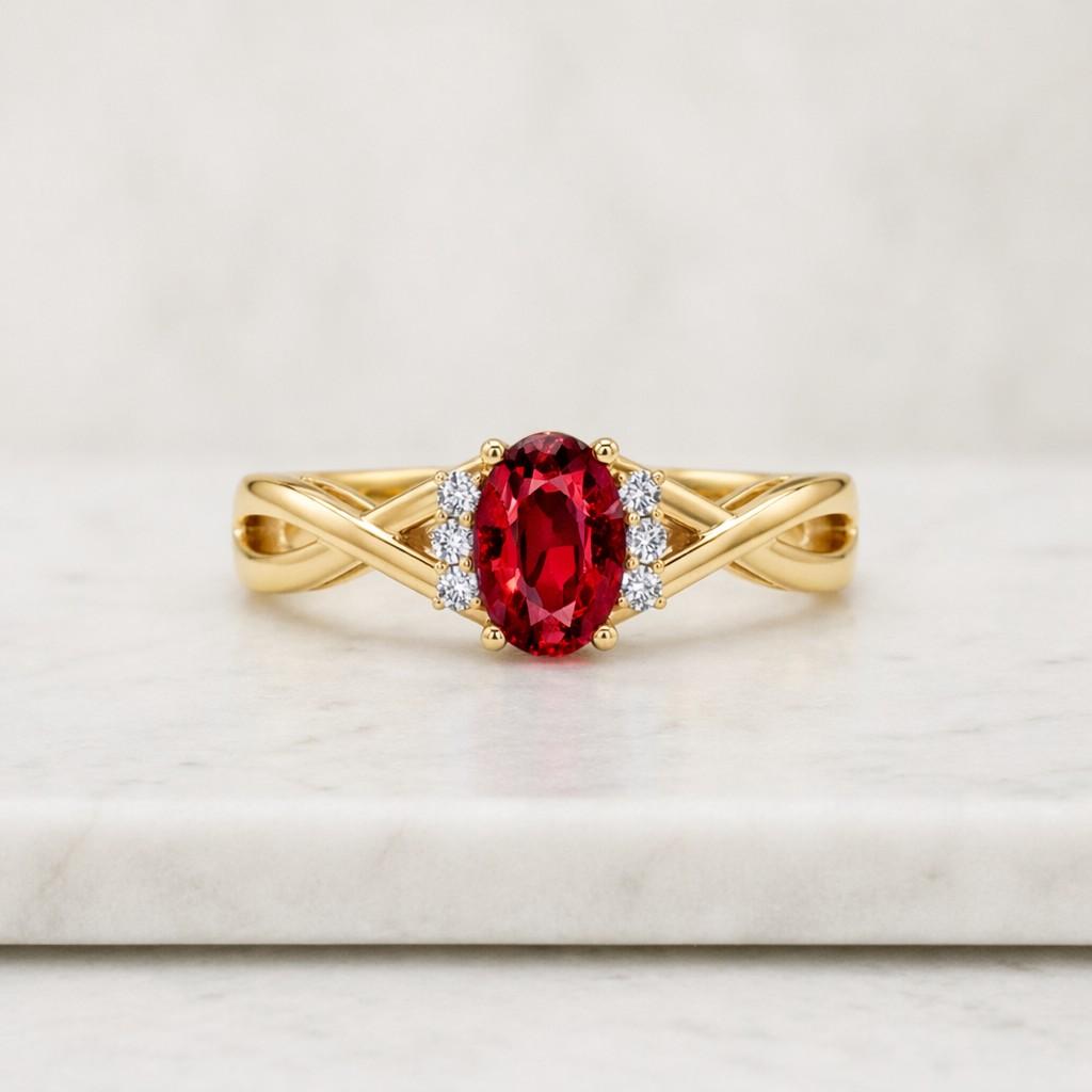 ruby ring oval ruby ring red gemstone ring gold ring twisted band ring infinity band ring halo ring promise ring women ring fine jewelry statement ring solitaire ring