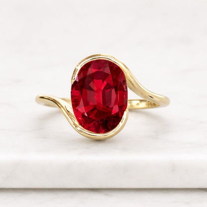 ruby ring red gemstone ring gold ring statement ring cocktail ring oval stone ring wrap ring swirl ring open design ring