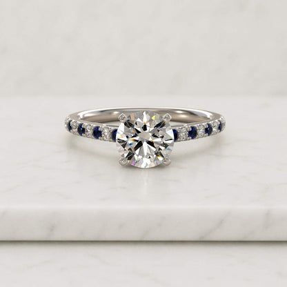 Vintage Moissanite engagement ring Unique white gold diamond ring Marquise Cluster Sapphire ring Tanzanite Bridal ring Art deco Promise ring
