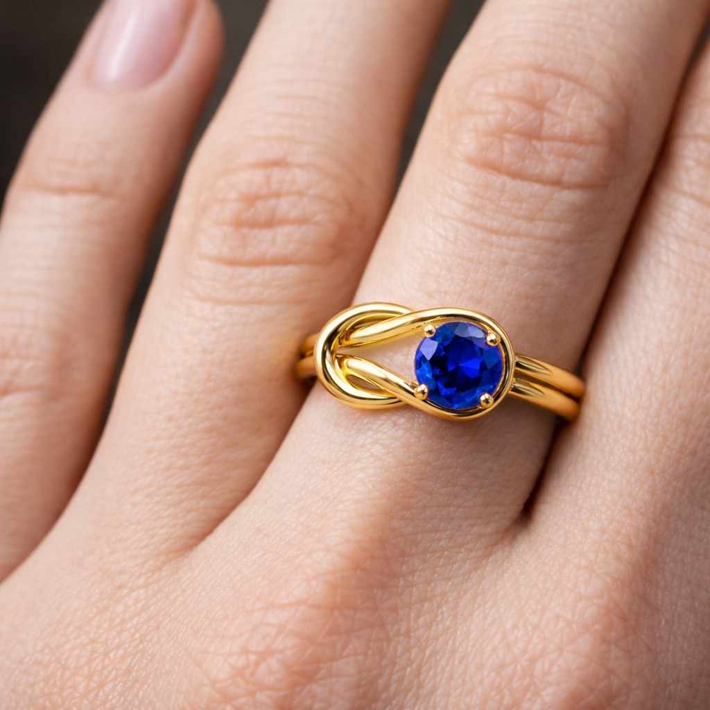 unique sapphire ring silver celtic knot ring round shaped 7 mm September birthstone ring
