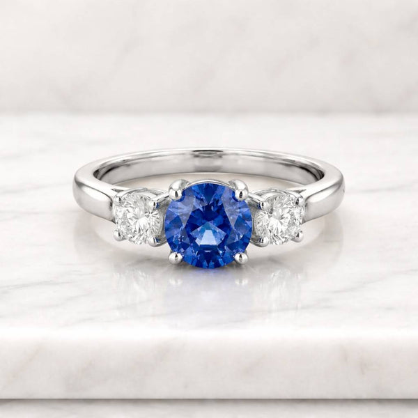 Round Cut Blue Sandstone Engagement Ring Leaf Solitaire Ring Alternative Gemstone Ring Unique Anniversary Ring Wedding Gift