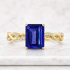 Emerald Cut Tanzanite Engagement Ring With Twisted Diamond Band