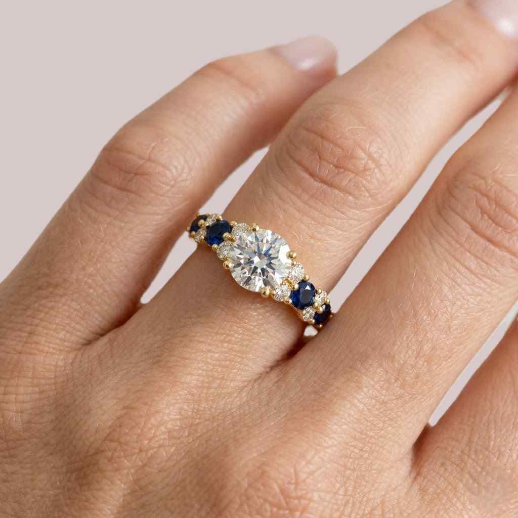 2ct round cut lab-created blue sapphire women's halo engagement & wedding ring 14k white gold finish, september birthstone jewelry
