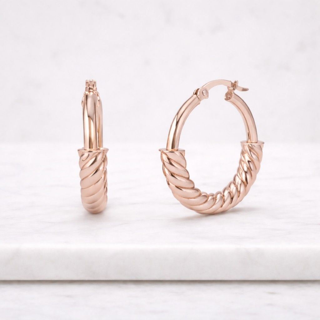 Twisted Gold Hoop Earrings • Rope Design Hoops • Classic Gold Hoops for Women • Elegant Everyday Jewelry