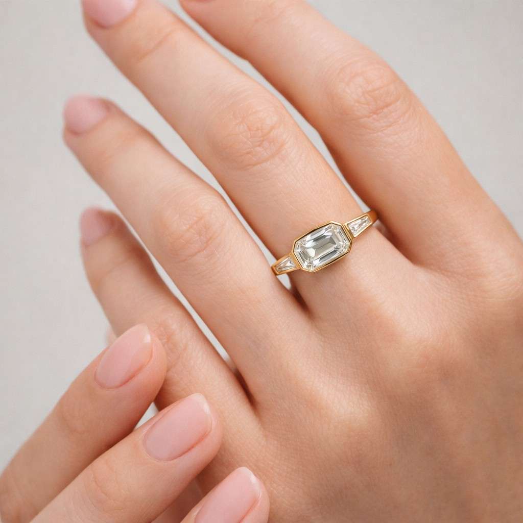 side stone ring clear stone ring bridal ring modern ring classic ring luxury ring handmade ring artisan ring polished ring sleek ring dainty ring everyday ring fashion ring engagement ring promise ring unique ring