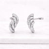 Twisted Ribbed Stud Earrings in White Gold