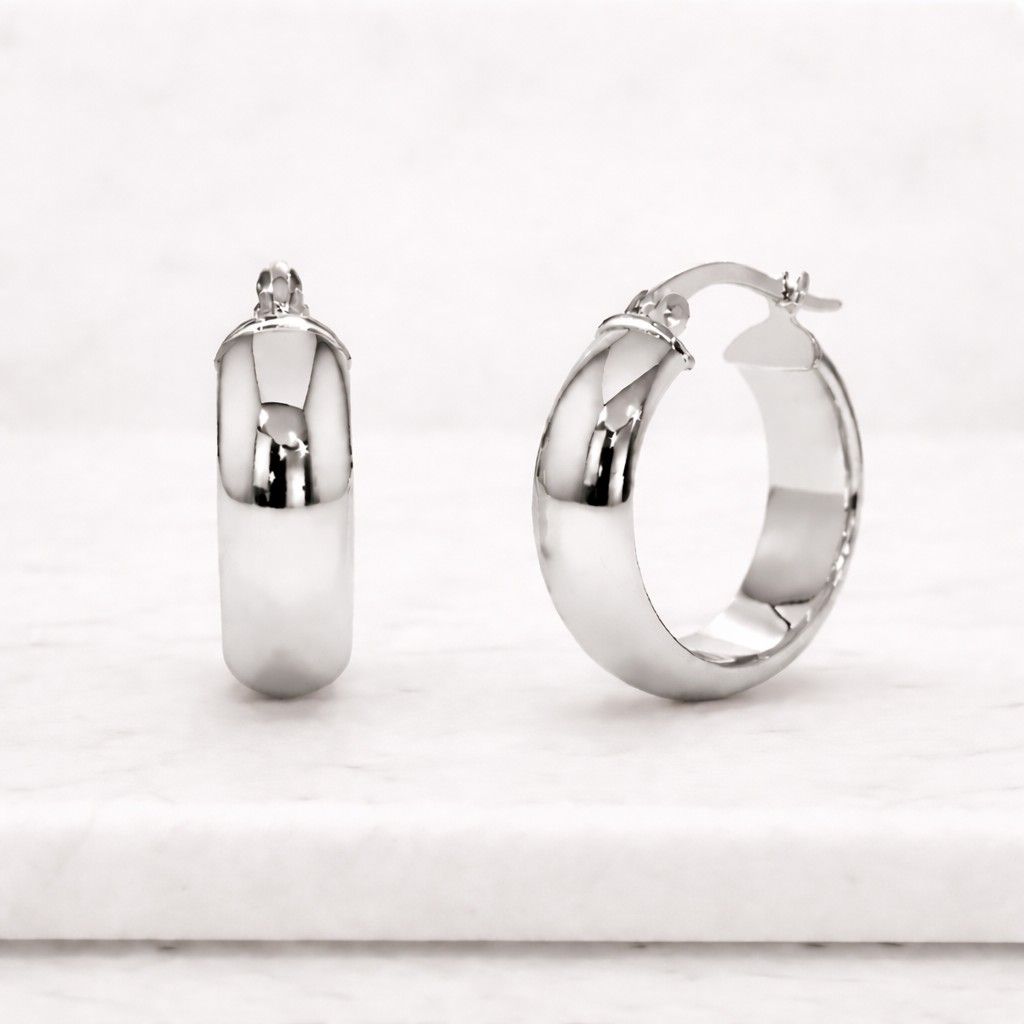 14k Gold Bold Huggie Hoop Earrings, 12mm Small Bold Hoop Earrings, Everyday Minimalist Hoops, Lightweight Hoops, Gift for Her
