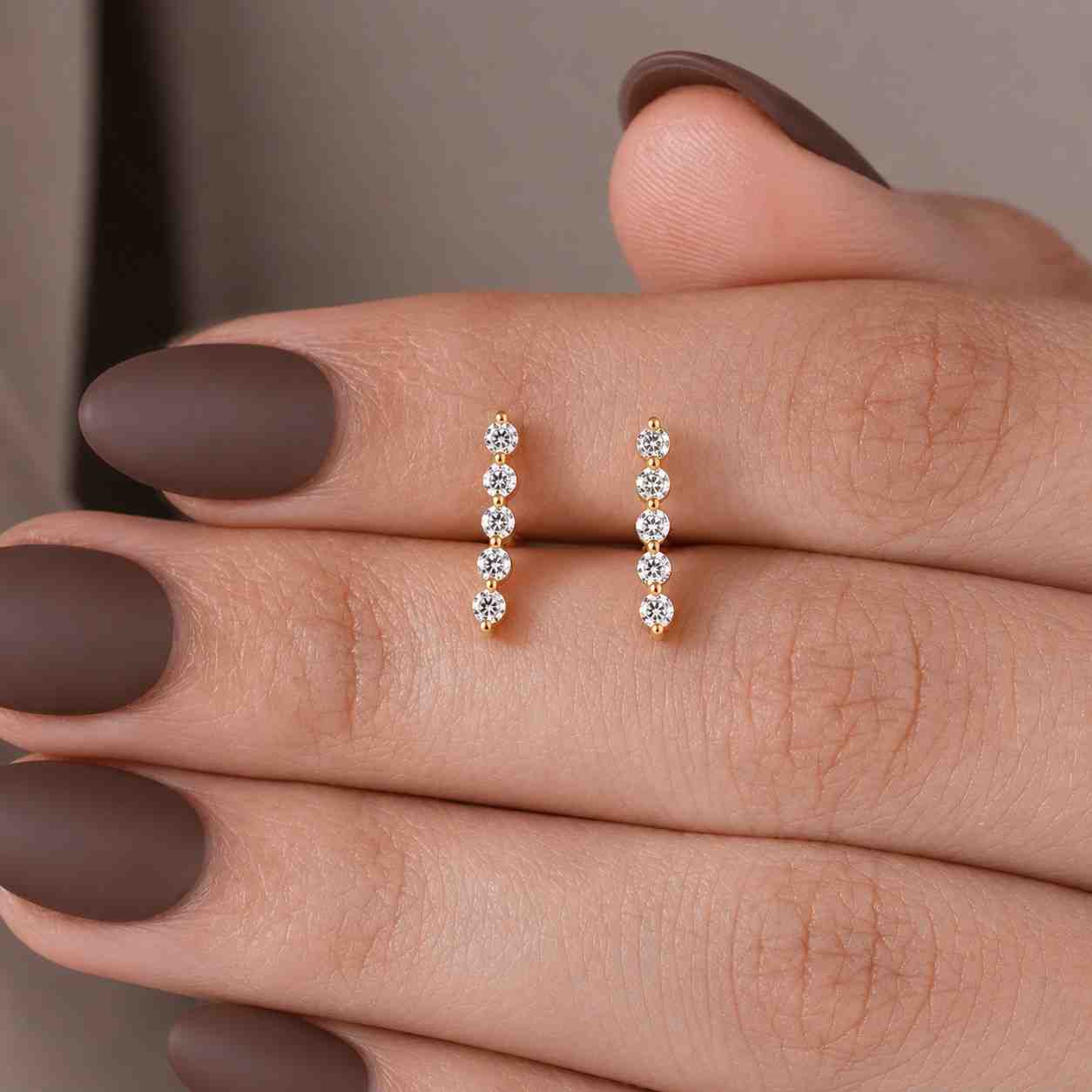 gold bar studs crystal bar studs vertical studs linear earrings diamond bar studs ear bar earrings