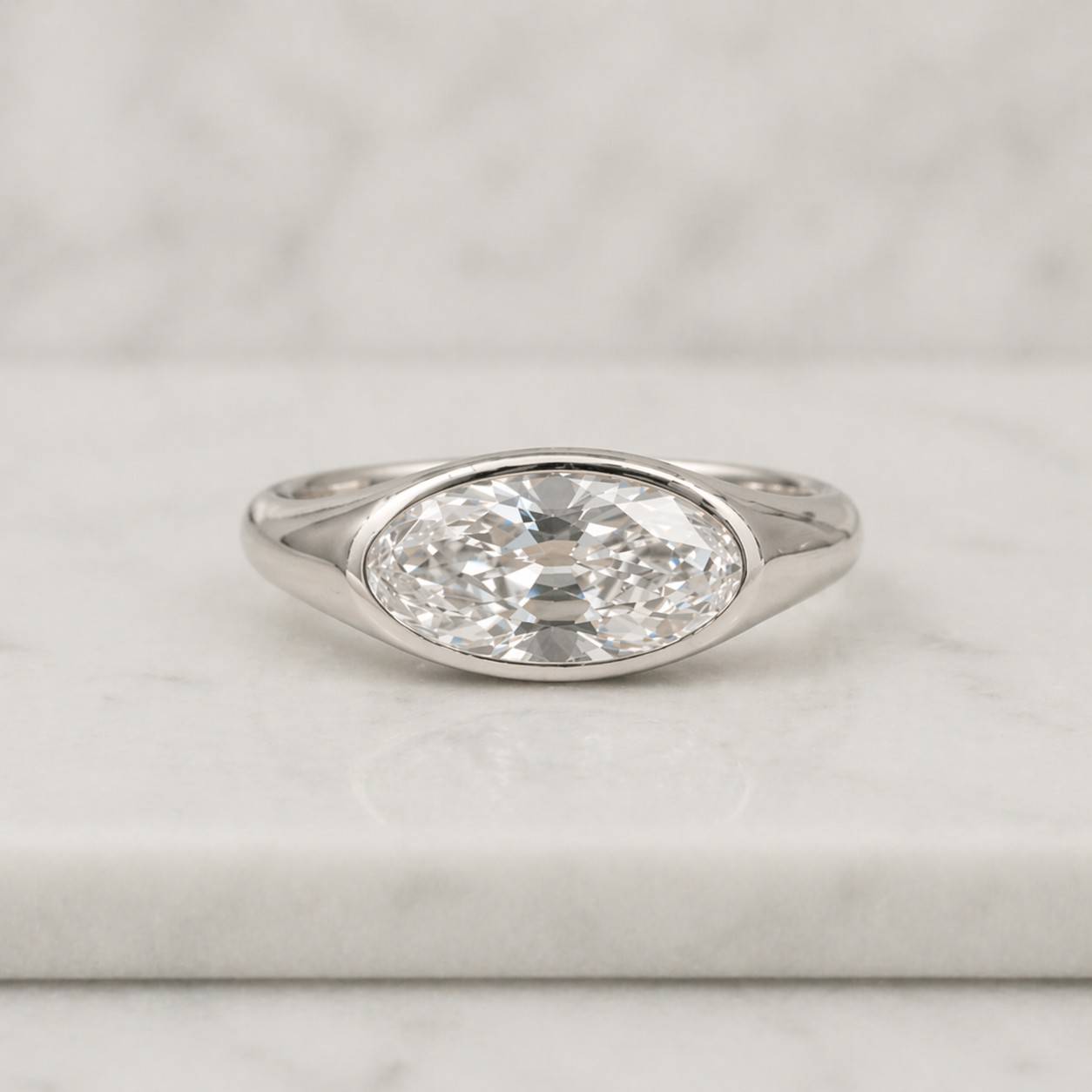 oval diamond bezel set engagement ring 14k gold solitaire ring dainty minimalist wedding anniversary gift for her classic everyday ring
