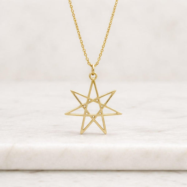 Gold Star Frame Necklace, Dainty Y Necklace, 9K 14K 18K Gold Necklace, Yellow Gold, Tiny Triangle Necklace, Gift For Her, Celestial Jewelry
