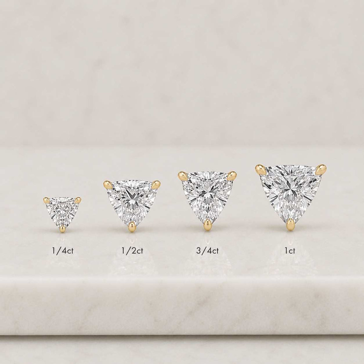 Trilliant Cut Moissanite Stud Earrings in 14K Yellow Gold, Trilliant Diamond Alternative Studs, Minimalist Everyday Jewelry Gift for Her
