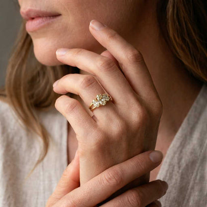 Oval Cut Lab Diamond Ring Certified Lab Grown Diamond Engagement Ring Solid Gold Ring 7 Stone Ring for Anniversary Gift Vintage Promise Ring
