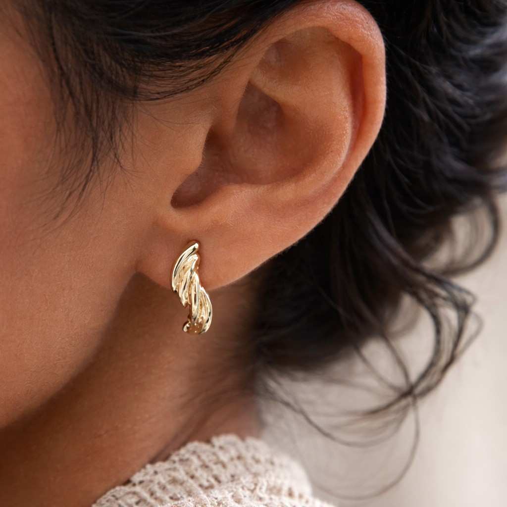 bridal collection by ivory & co - torino gold twist hoop earrings, 18ct gold plated
