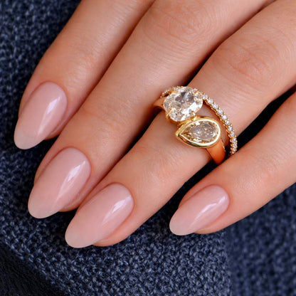 simulated diamond forever ring wedding gemstone engagement gemstone oval crystal pear crystal luxe gemstone stone jewelry