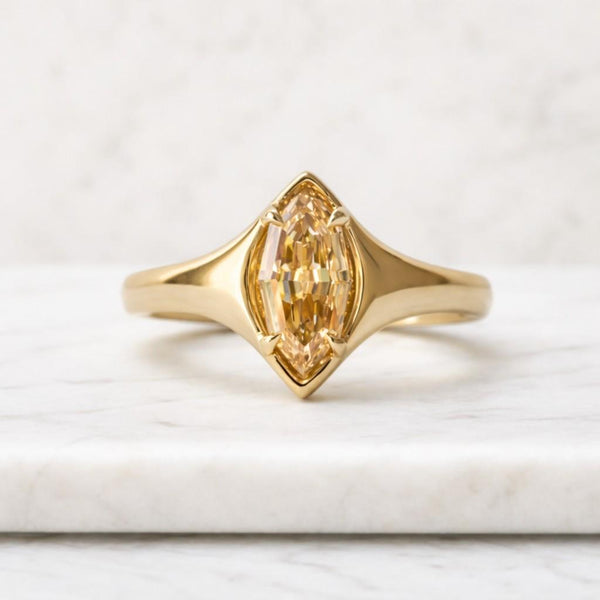 1.5 CT Marquise Cut Champagne Moissanite Engagement Ring 10/14/18K Solid Gold Ring Anniversary Gift For Her Ring Wedding Ring Promise Ring
