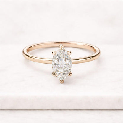 2 Carat Marquise Lab Grown Diamond Engagement Ring Solitaire Hidden Halo 14k Yellow Gold

