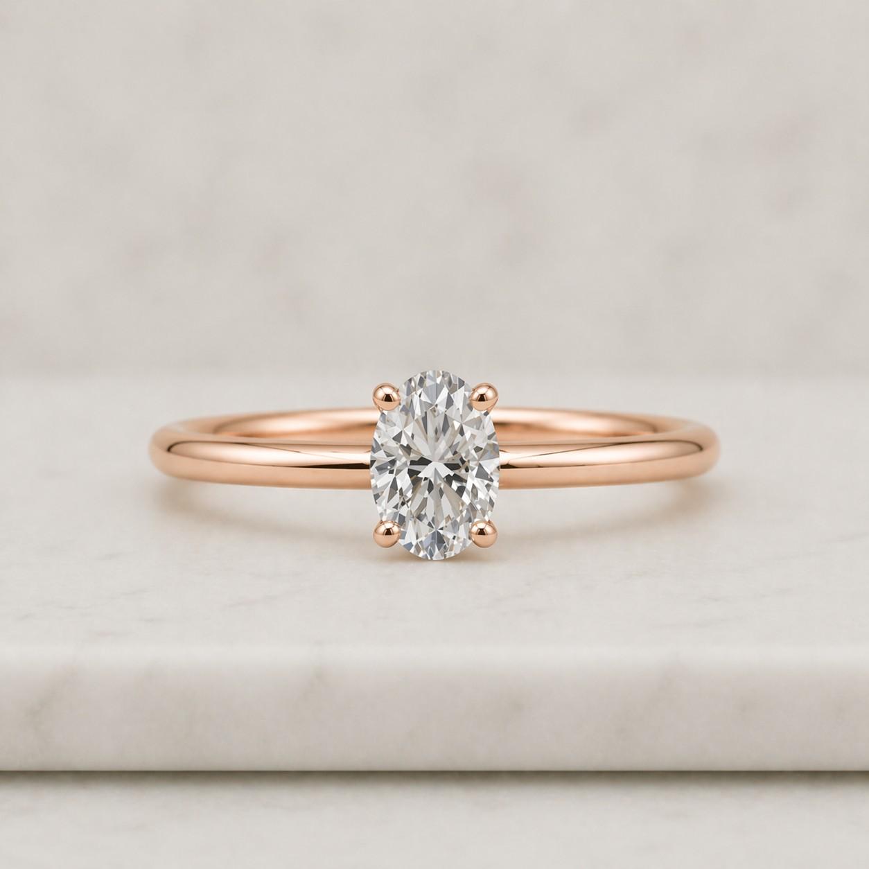 14K Solid Gold Oval Cut Lab Diamond Engagement Ring / IGI Certified F VS1 Diamond Solitaire Ring / Unique Wedding Band / Gift for Fiancee