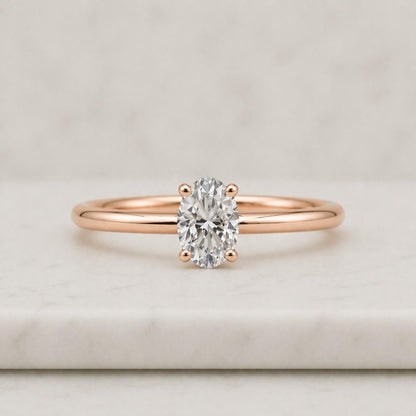 14K Solid Gold Oval Cut Lab Diamond Engagement Ring / IGI Certified F VS1 Diamond Solitaire Ring / Unique Wedding Band / Gift for Fiancee