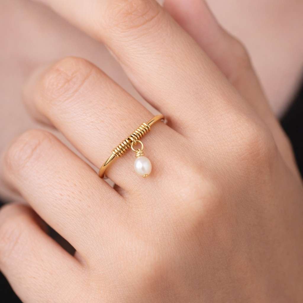 small pearl ring wrap ring wire ring artisan ring fashion ring trendy ring classic ring handmade jewelry pearl band ring drop pearl ring petite ring feminine ring fine jewelry ring