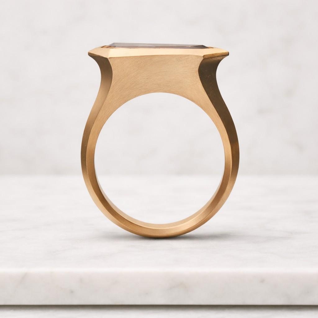 smoky stone ring amber stone ring crystal jewelry ring gold statement ring rose tone ring smooth band ring luxe ring modern jewelry ring minimalist ring bold fashion ring