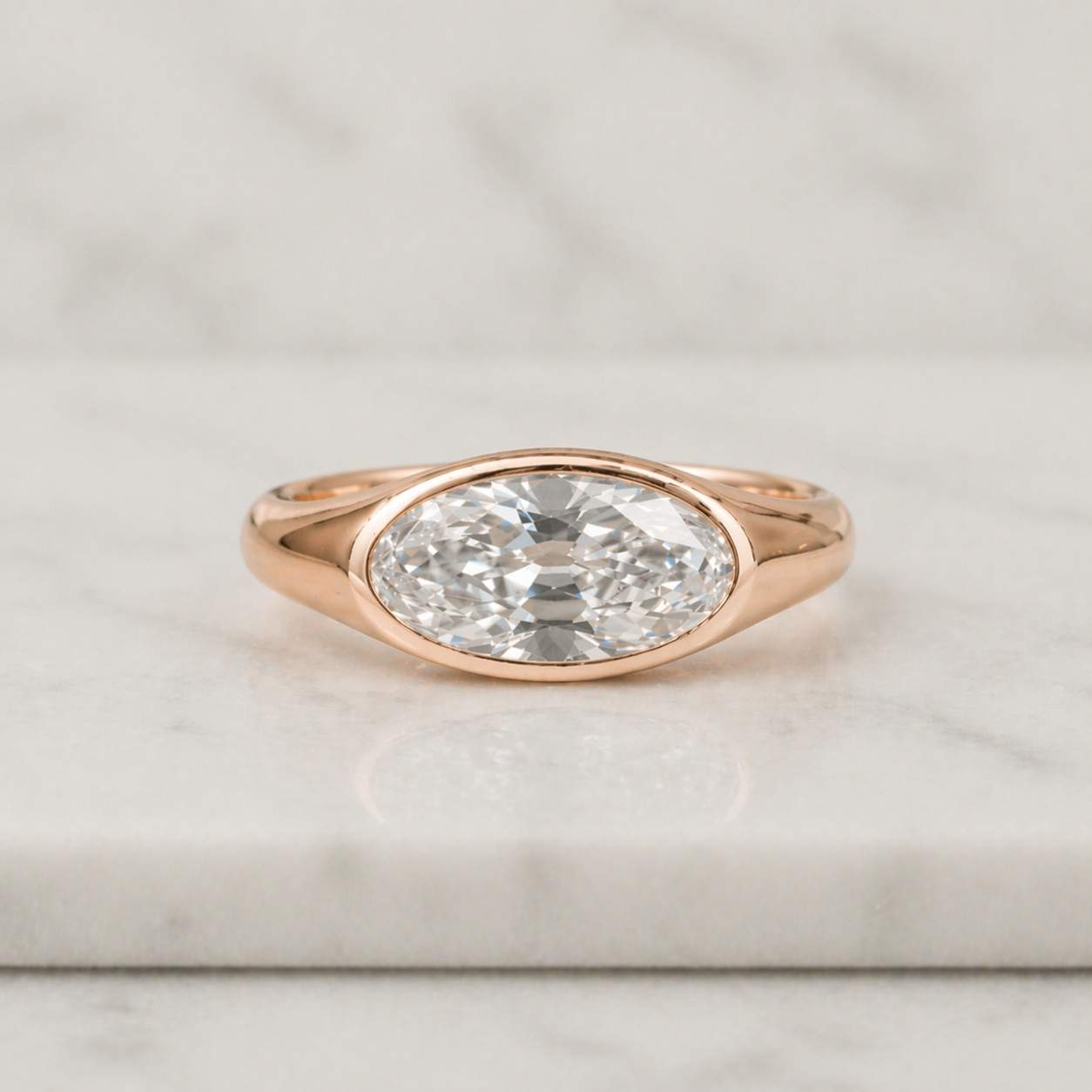 east west oval lab grown diamond solitaire engagement ring, solid gold minimalist dainty promise ring, handmade fine jewelry wedding gifts
