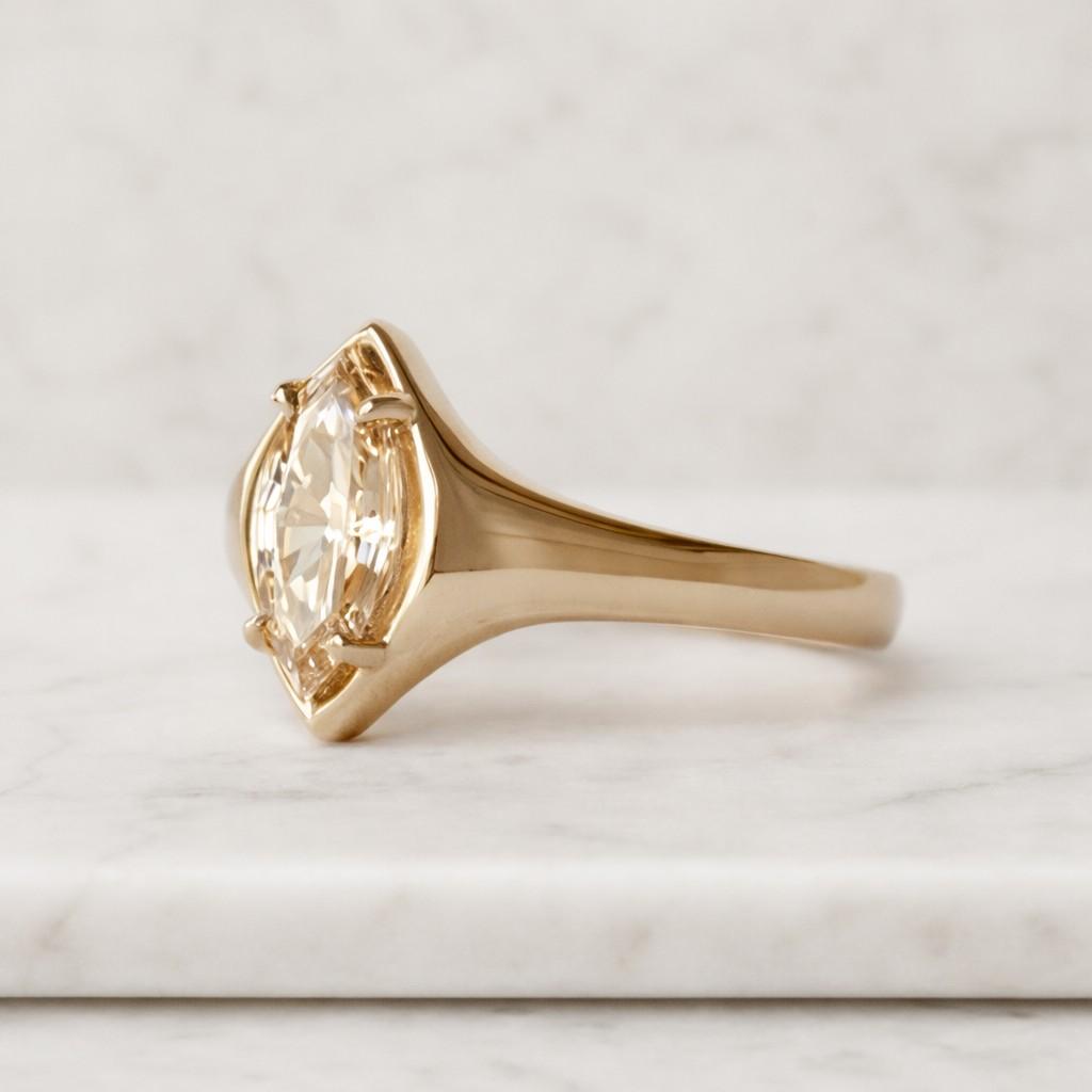 1 ct marquise cut brown lab diamond ring | sterling silver solitaire promise ring
