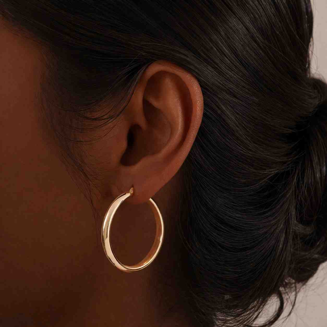 14k yellow gold big hoop earrings, large round hoops for women, 2 inch (50mm) gold hoops, handmade with love, by tilo jewelry