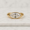 Moval Cut Lab Grown Diamond Bezel Engagement Ring in 14K Yellow Gold