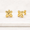 Minimalist X Stud Earrings in Yellow Gold