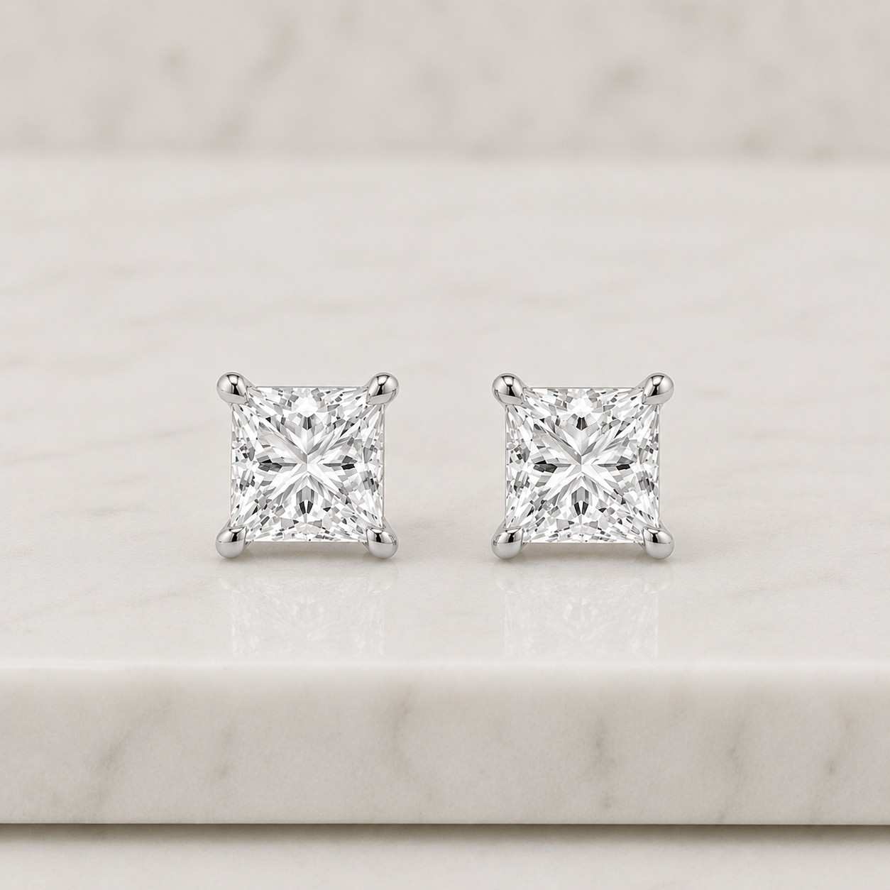 princess cut lab grown diamond solitaire earrings, screw back studs, 0.25 to 4.00 tcw princess diamond earrings, perfect gift
