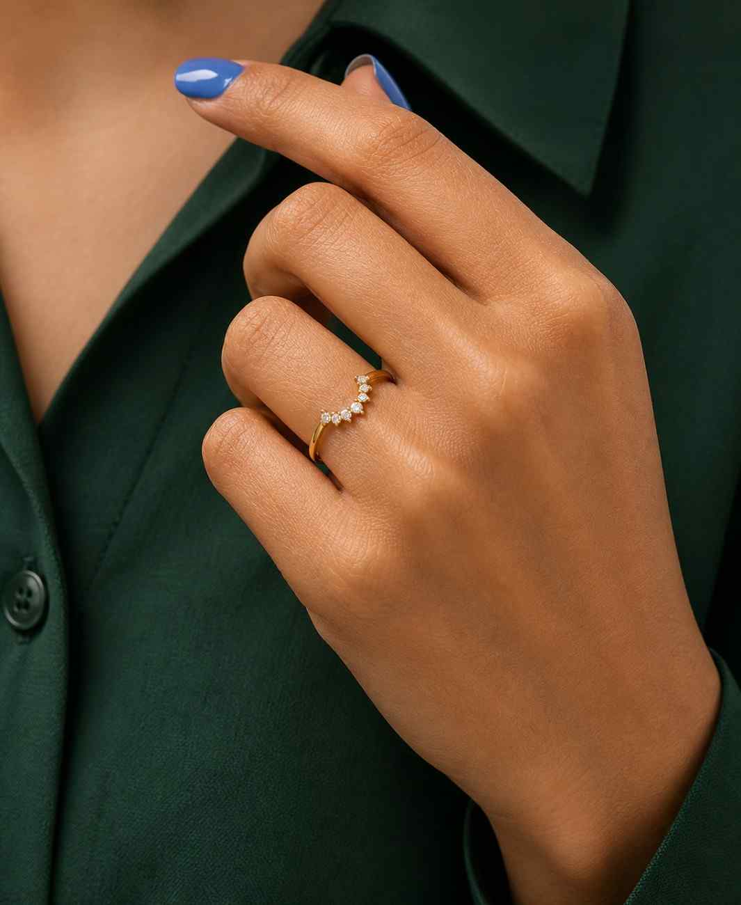 Curved Wedding Band Lab Grown Diamodn Wishbone Ring Contour Wedding Ring V Shaped Chevron Enhancer Women Diamond Dainty Curve Stacking Ring