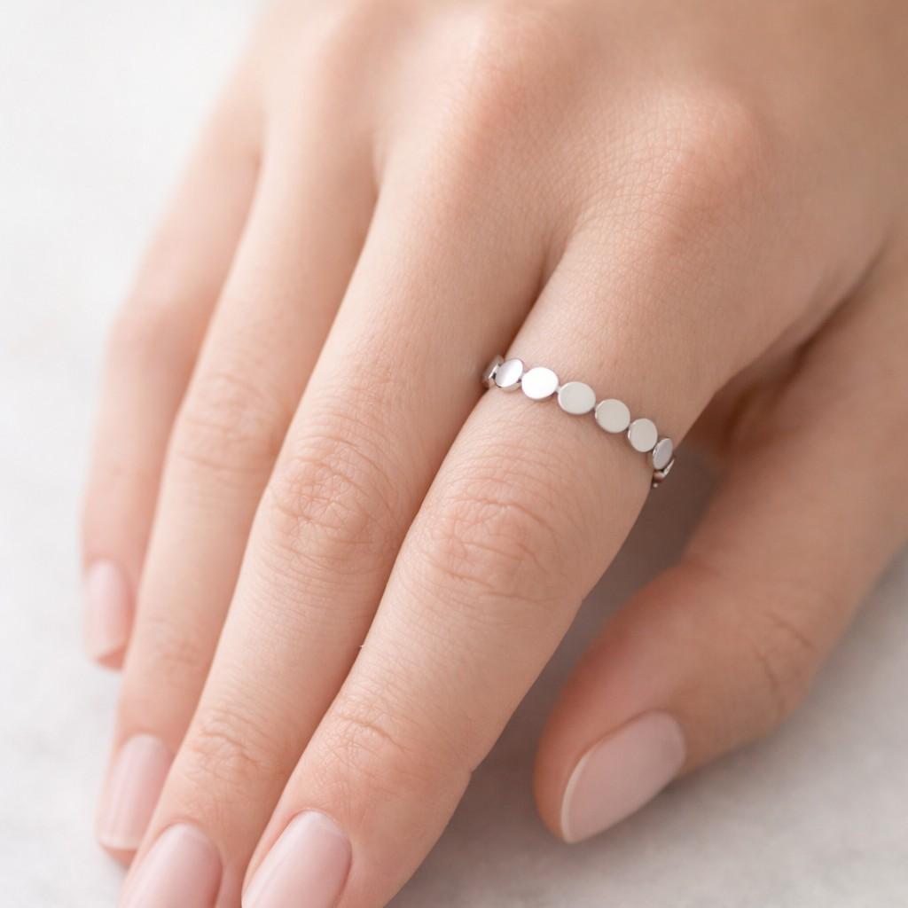 Hammered 9k 14k 18k Solid Gold Stacking Ring for Women – 1.5mm Dome Band - Handmade