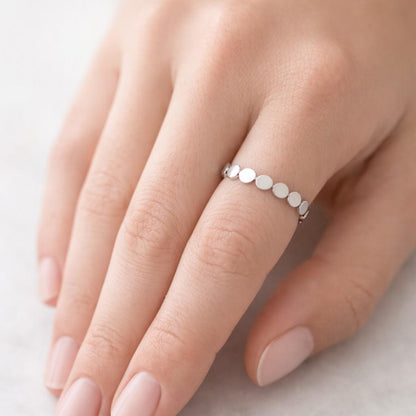 Hammered 9k 14k 18k Solid Gold Stacking Ring for Women – 1.5mm Dome Band - Handmade