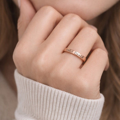 Till Death Proposal Band, 10K Yellow Gold Engagement Band, Dainty Minimalist Ring, Symbolic Band, Trendy Statement Band, Personalized Gift.
