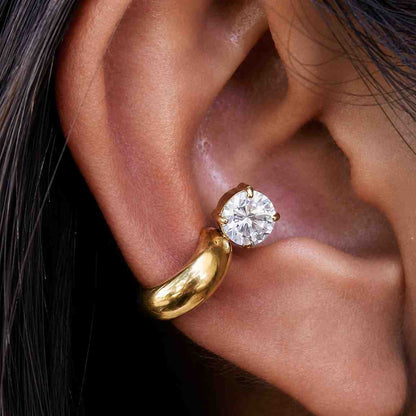 solitaire earrings round stud earrings hoop stud earrings gemstone earrings clip on earrings cuff earrings ear climber look no piercing earrings elegant hoops polished gold earrings