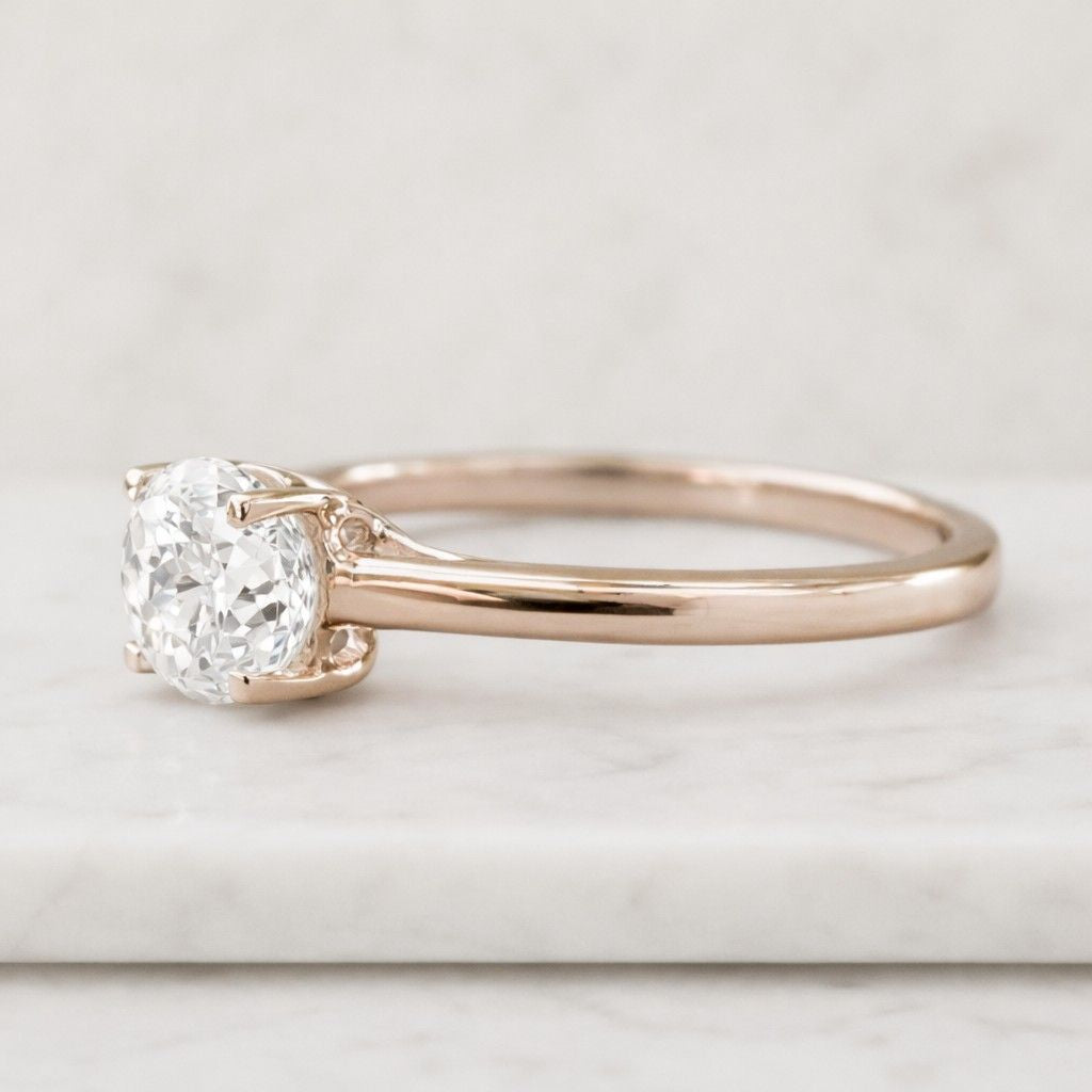 1ct lab diamond engagement ring/minimalist solitaire diamond ring/diamond solitaire ring plain gold band/classic diamond ring/gold ring