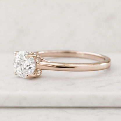 1ct Lab Diamond Engagement Ring/Minimalist Solitaire diamond ring/diamond solitaire ring plain gold band/Classic Diamond Ring/Gold Ring