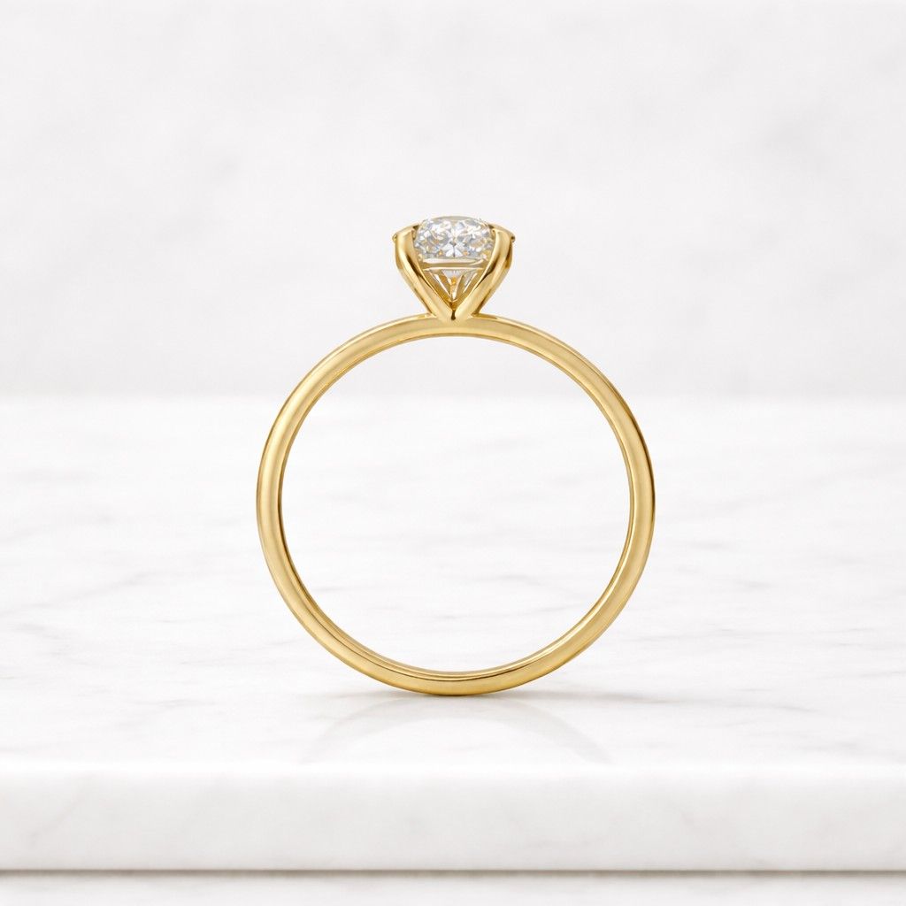 1 Carat E VS1 Round Brilliant 4 Prong Setting Lab Grown Diamond Engagement Ring in 14k Gold, Round Solitaire Diamond Ring IGI Certified