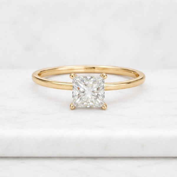 Princess Cut Diamond Ring for Women, Lab Grown Diamond Solitaire Engagement Ring, Square Diamond, Anniversary Gifts for Her, Promise Ring

