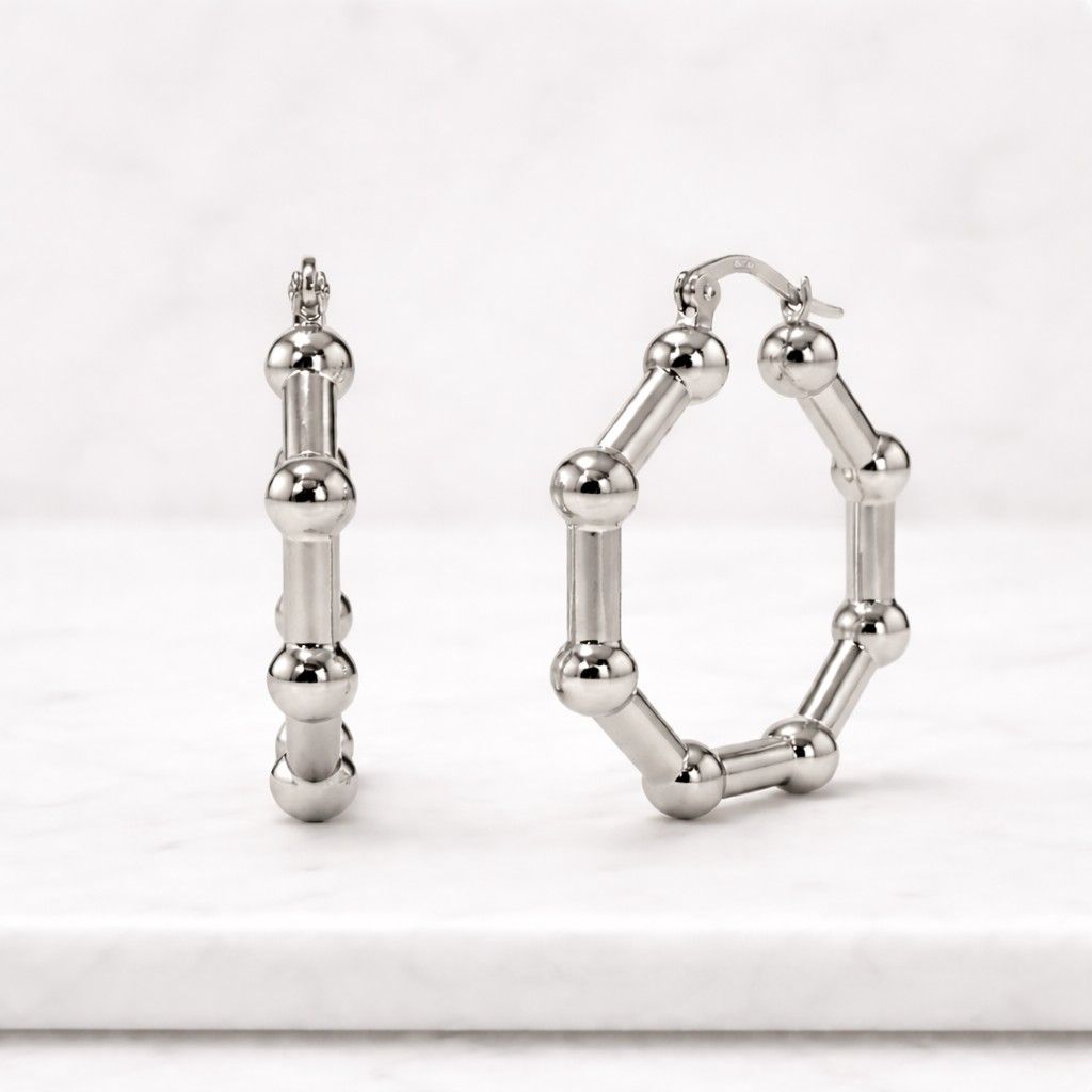 18k gold filled minimalist beaded hoop earrings,geometric round ball huggie earrings,dainty chunky ear hoops,modern fashion jewelry gift