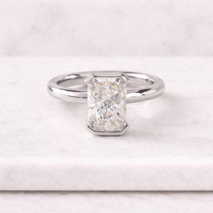 3.00 CT Radiant Cut Lab Grown Diamond Engagement Ring IGI Certified 14K Yellow Gold Bezel Set Solitaire Ring