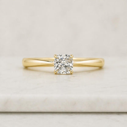 solitaire ring gold ring engagement ring cushion ring thin band ring dainty ring simple ring promise ring bridal ring fine jewelry