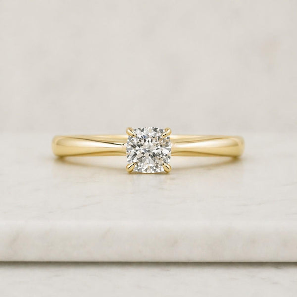 solitaire ring gold ring engagement ring cushion ring thin band ring dainty ring simple ring promise ring bridal ring fine jewelry