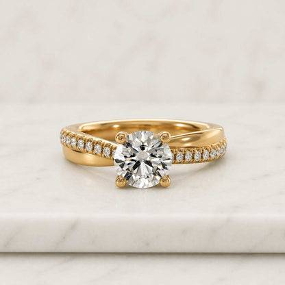 1CT Round Cut Halo Setting Moissanite Ring, Pave Accent Set Bridal Ring, Minimalist Brilliant Round Cut Halo Pave Set Wedding Ring For Women