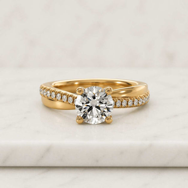 1CT Round Cut Halo Setting Moissanite Ring, Pave Accent Set Bridal Ring, Minimalist Brilliant Round Cut Halo Pave Set Wedding Ring For Women