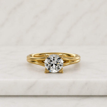 solitaire ring gold ring engagement ring promise ring round ring split shank ring prong setting ring classic ring women ring