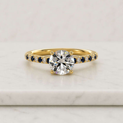 Unique Moissanite engagement ring White gold sapphire engagement ring Aquamarine diamond bridal ring promise ring anniversary gift for her
