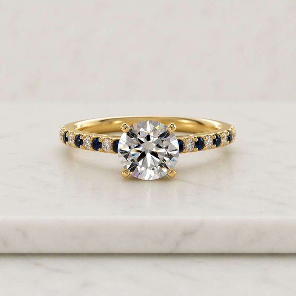 Unique Moissanite engagement ring White gold sapphire engagement ring Aquamarine diamond bridal ring promise ring anniversary gift for her
