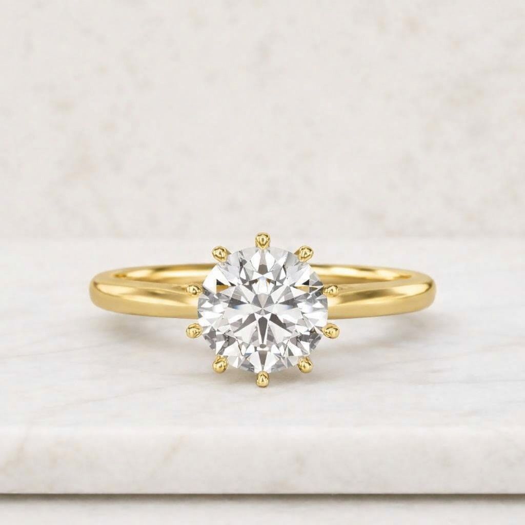 1 carat lab diamond solitaire ring, 14k gold classic 6 prong round diamond engagement ring, round cut ethical diamond jewelry, igi certified