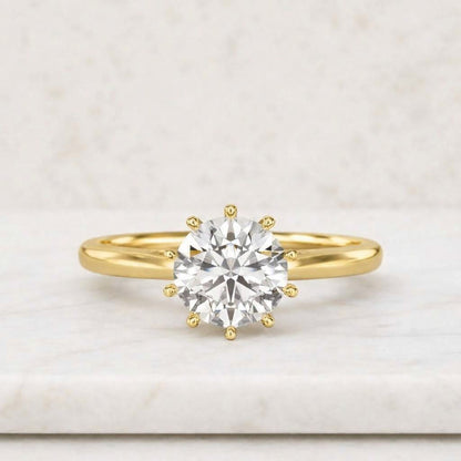 1 Carat Lab Diamond Solitaire Ring, 14K Gold Classic 6 Prong Round Diamond Engagement Ring, Round Cut Ethical Diamond Jewelry, IGI Certified